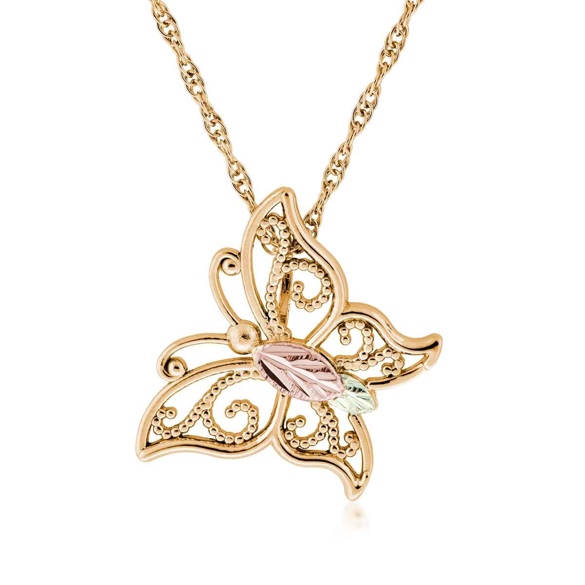 Black Hills Gold Open Milgrain Butterfly Pendant in 10K Yellow Gold