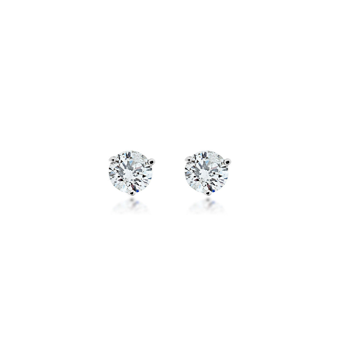 5/8 ct. tw. Round Brilliant Diamond 3-Prong Stud Earrings in 14K White Gold