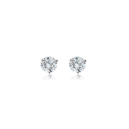 5/8 ct. tw. Round Brilliant Diamond 3-Prong Stud Earrings in 14K White Gold