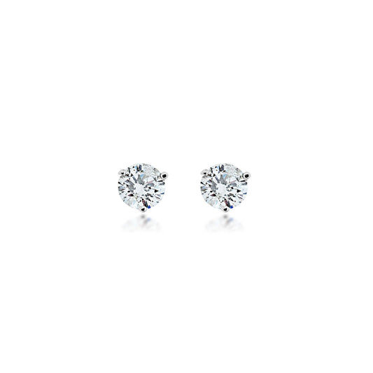 5/8 ct. tw. Round Brilliant Diamond 3-Prong Stud Earrings in 14K White Gold