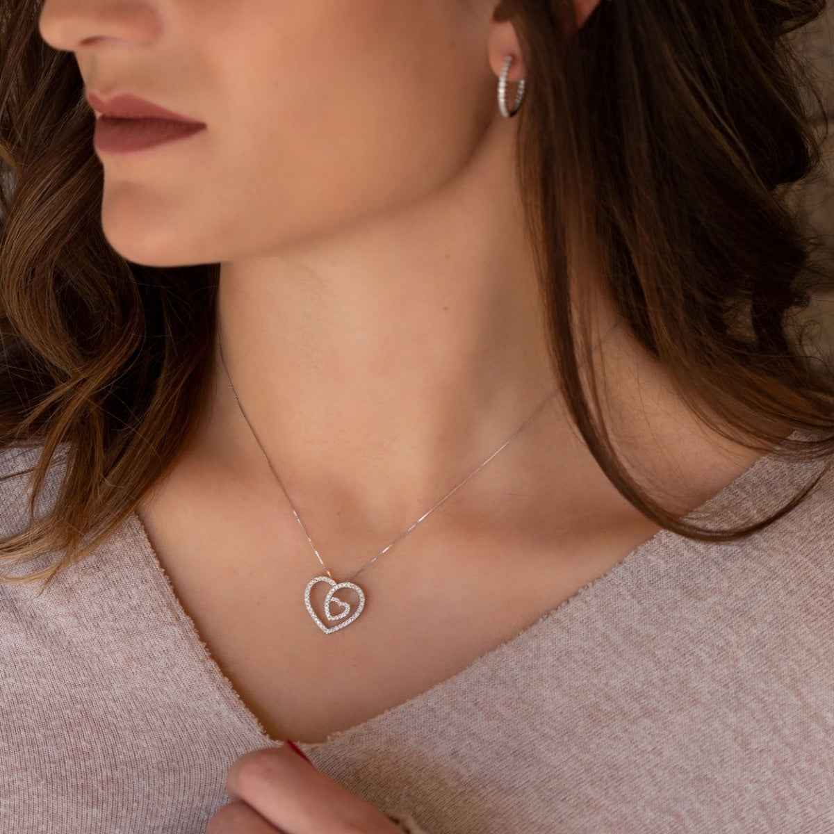 3/8 ct. tw. Diamond Heart Pendant in 10K White Gold front view