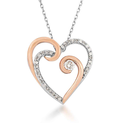 1/4 ct. tw. Diamond Double Heart Pendant in 10K Pink & White Gold