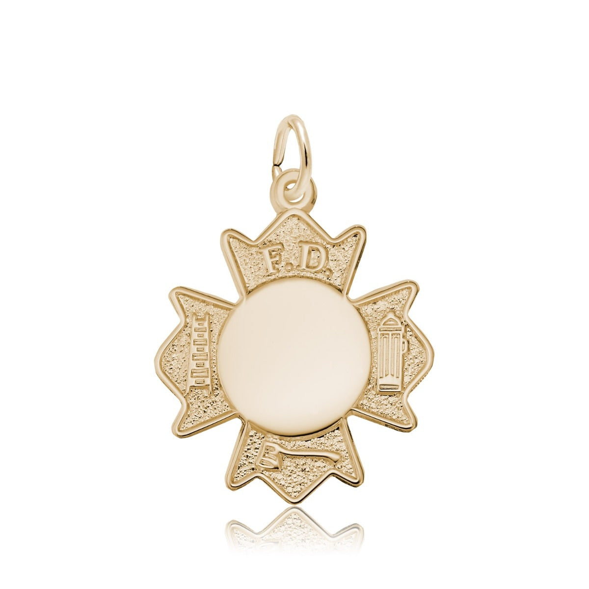Fire Department Badge Charm in 14K Yellow Gold