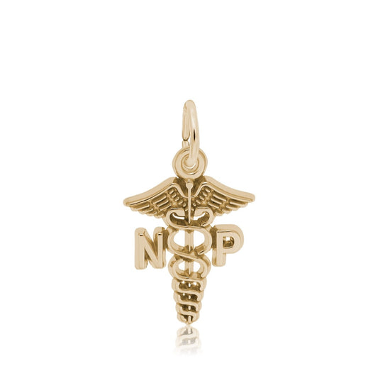 Nurse Practitioner Caduceus Charm in 14K Yellow Gold