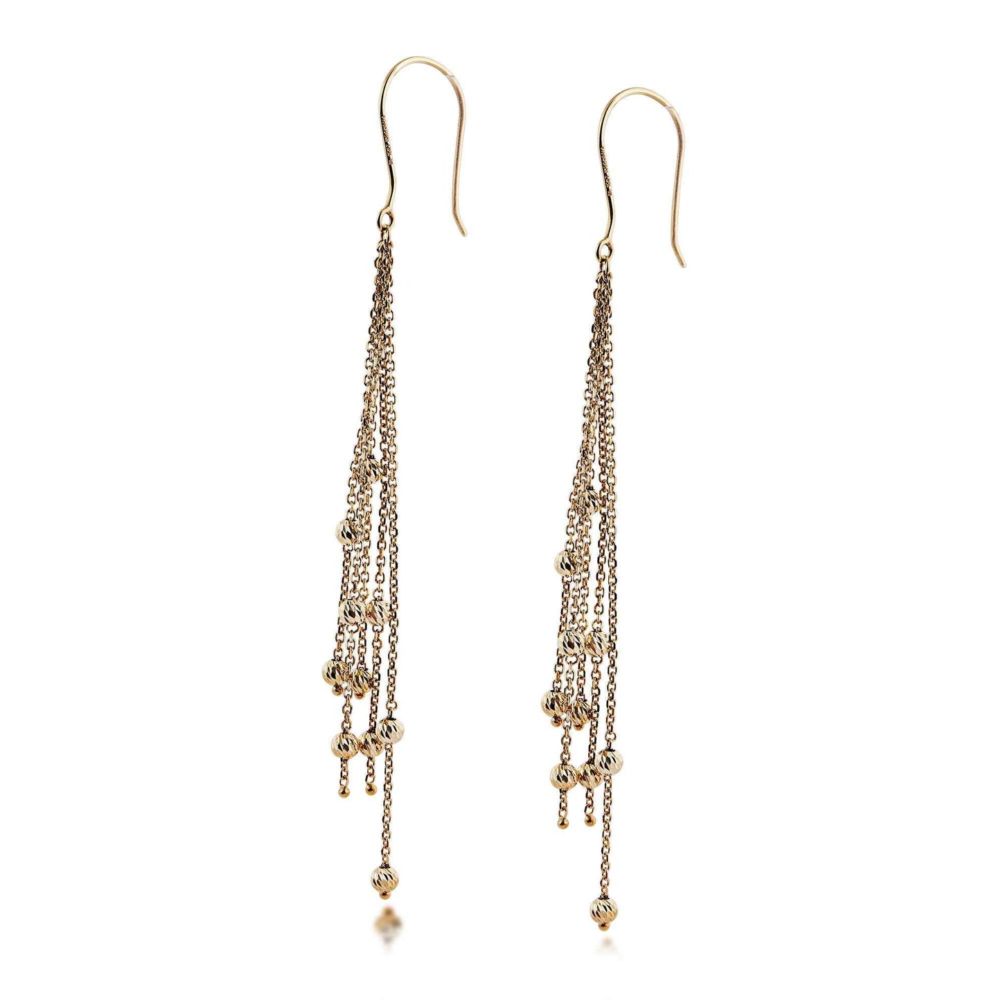 Ladies' Dangle Bead Earrings in 10K Yellow Gold