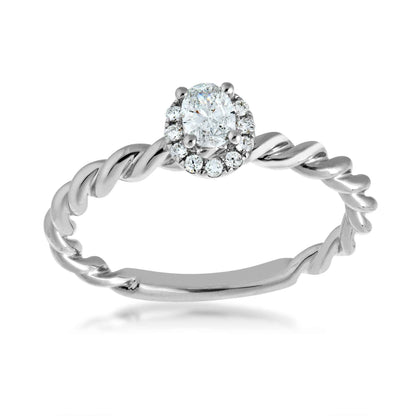 Amaura Collection 1/4 ct. tw. Oval Diamond with Halo Engagement Ring with Twist Band in 10K White Gold