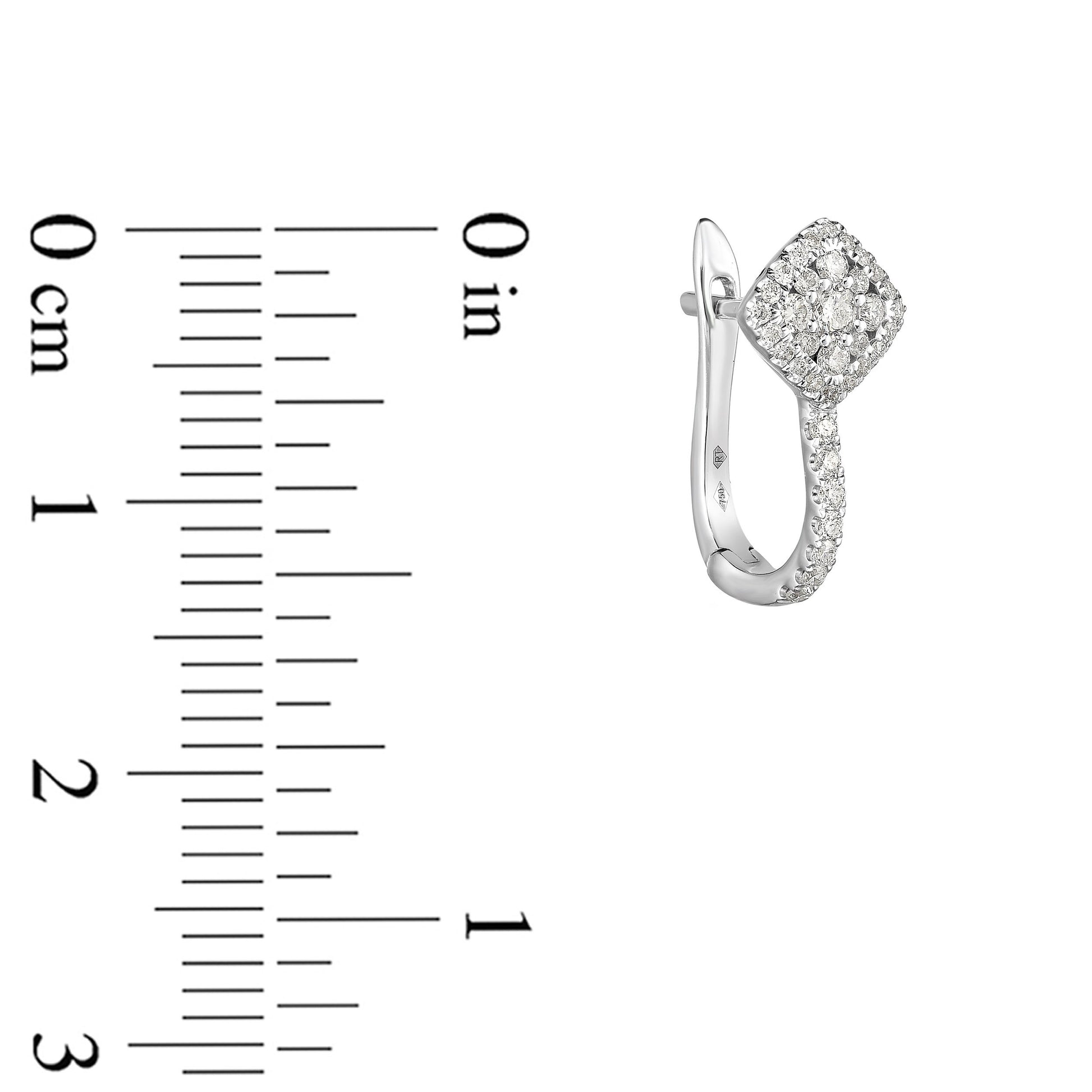1/2 ct. tw. Diamond Cluster Halo Hinged-Back Earrings in 10K White Gold front view