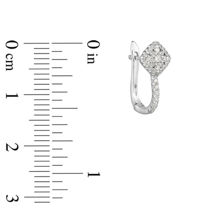 1/2 ct. tw. Diamond Cluster Halo Hinged-Back Earrings in 10K White Gold front view