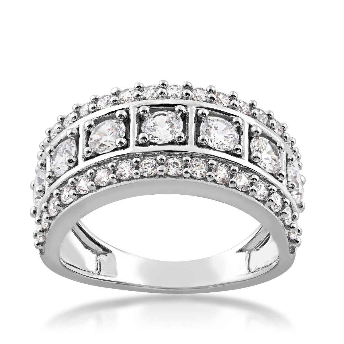 Adamante 1-1/2 ct. tw. Lab-Grown Diamond Multi Row Anniversary Ring in 14K White Gold