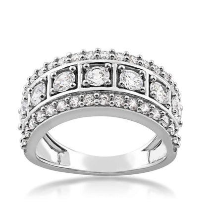 Adamante 1-1/2 ct. tw. Lab-Grown Diamond Multi Row Anniversary Ring in 14K White Gold