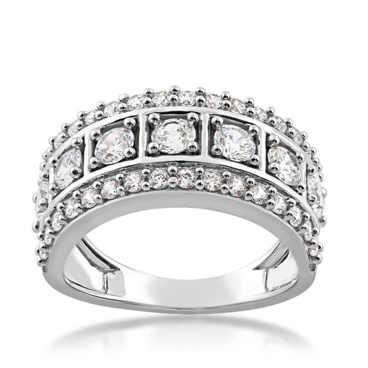 Adamante 1-1/2 ct. tw. Lab-Grown Diamond Multi Row Anniversary Ring in 14K White Gold