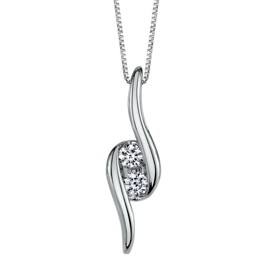 Sirena 1/3 ct. tw. Diamond 2 Stone Pendant in 10K White Gold