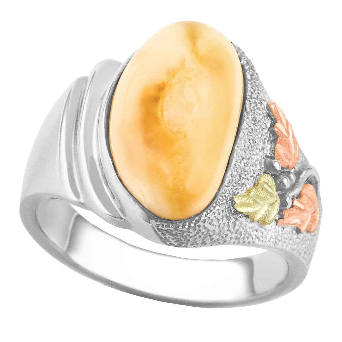 Ladies' Elk Ivory Black Hills Gold Ring in Sterling Silver - Mystic