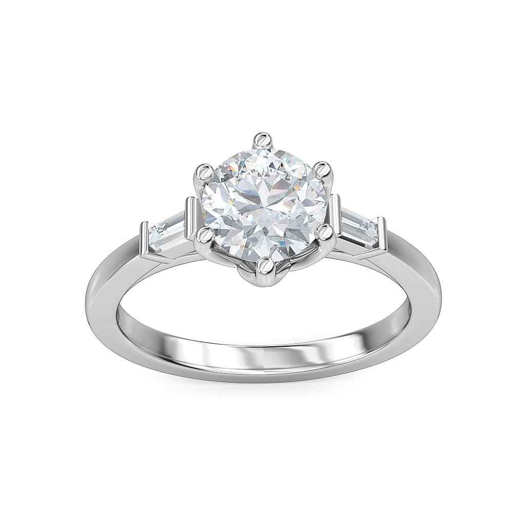Designed With Love 1/7 ct. tw. Baguette Diamond Semi-Mount Engagement Ring in 14K White Gold