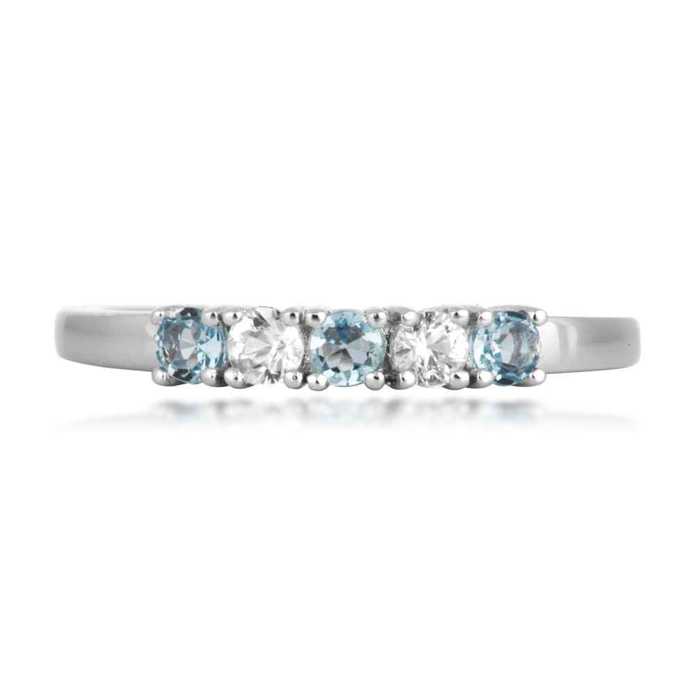 Aquamarine and White Sapphire Ring in 10K White Gold