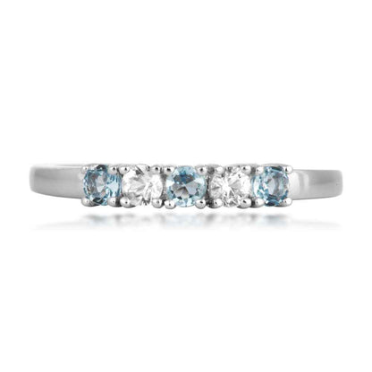Aquamarine and White Sapphire Ring in 10K White Gold