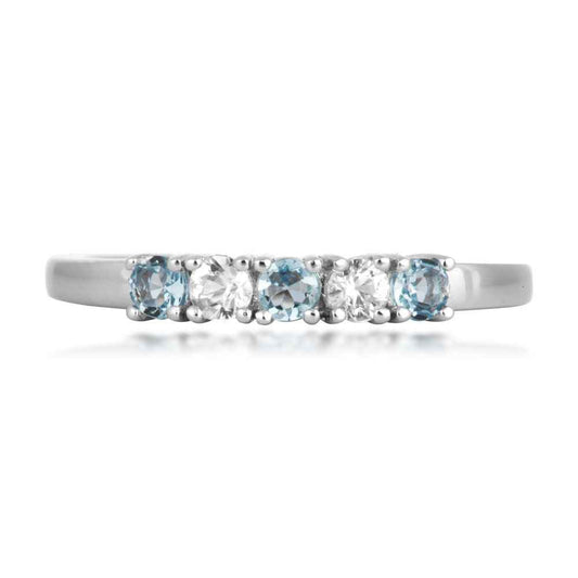 Aquamarine and White Sapphire Ring in 10K White Gold