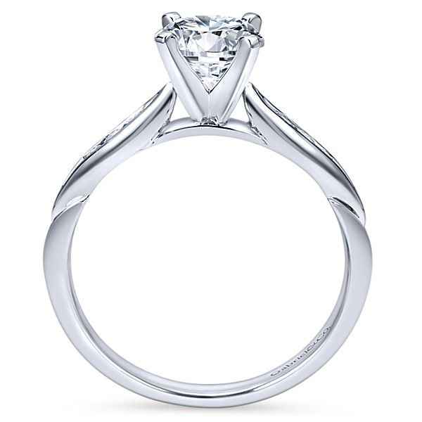 Gabriel & Co. 1/10 ct. tw. 6 Stone Closed Channel-Set Diamond Semi-Mount Engagement Ring in 14K White Gold front view