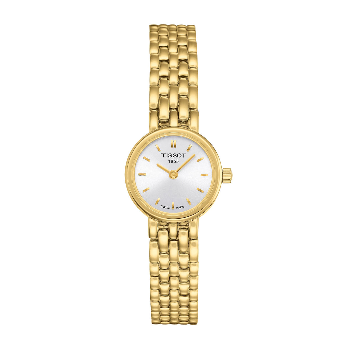 gold-tone stainless steel ladies' Tissot Lovely quartz watch with silver dial