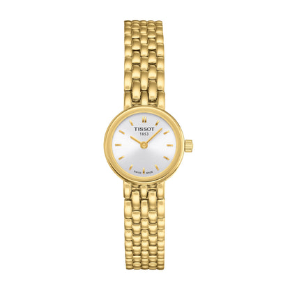 gold-tone stainless steel ladies' Tissot Lovely quartz watch with silver dial