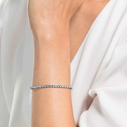 Swarovski Emily Round White Crystal Tennis Bracelet in White Rhodium Plating front view