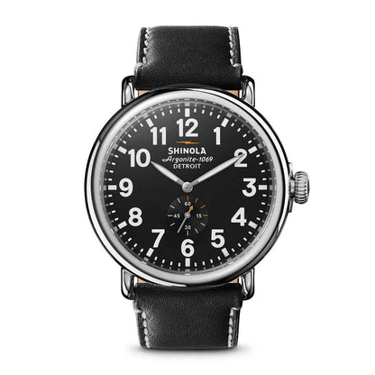 Shinola Men's Runwell Quartz Stainless Steel Watch with Black Dial & Leather Strap