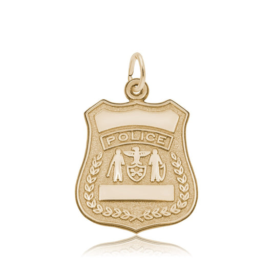 Police Badge Charm in 14K Yellow Gold