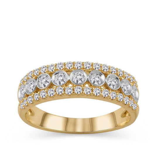 1/2 ct. tw. 9 Stone Round Brilliant Diamond Anniversary Band in 10K Yellow Gold