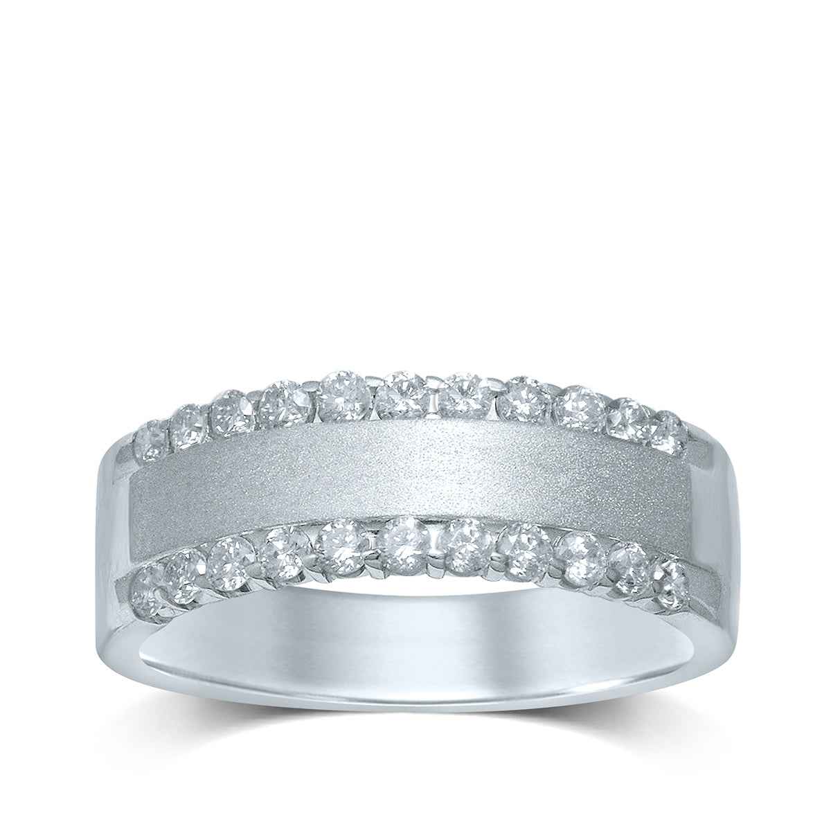1/2 ct. tw Round Diamond Railroad Anniversary Band in 14K White Gold