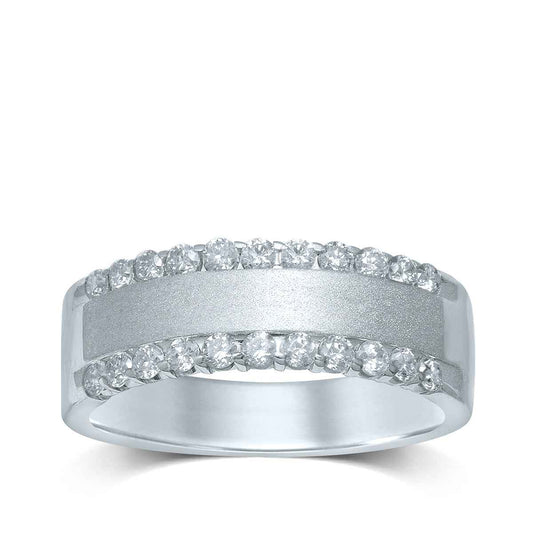 1/2 ct. tw Round Diamond Railroad Anniversary Band in 14K White Gold