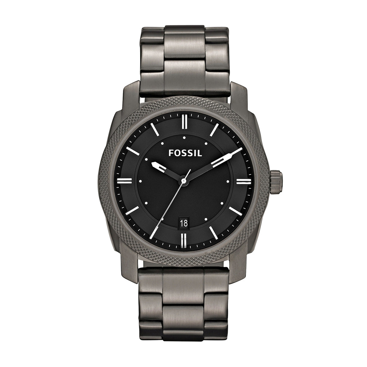 Fossil Men's Machine Quartz Gray Stainless Steel Watch with Black Dial