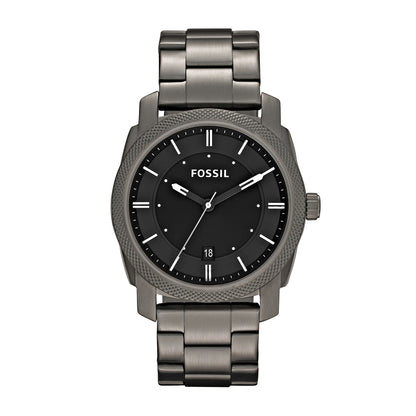 Fossil Men's Machine Quartz Gray Stainless Steel Watch with Black Dial