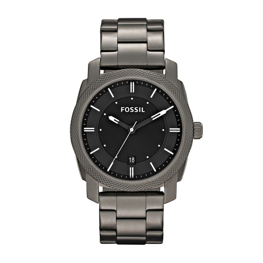 Fossil Men's Machine Quartz Gray Stainless Steel Watch with Black Dial