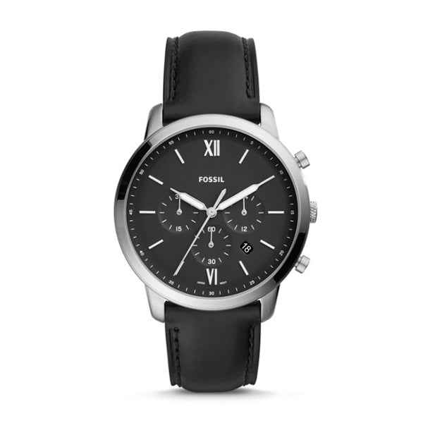 Fossil Men's Neutra Watch with Black Dial & Black Leather Strap