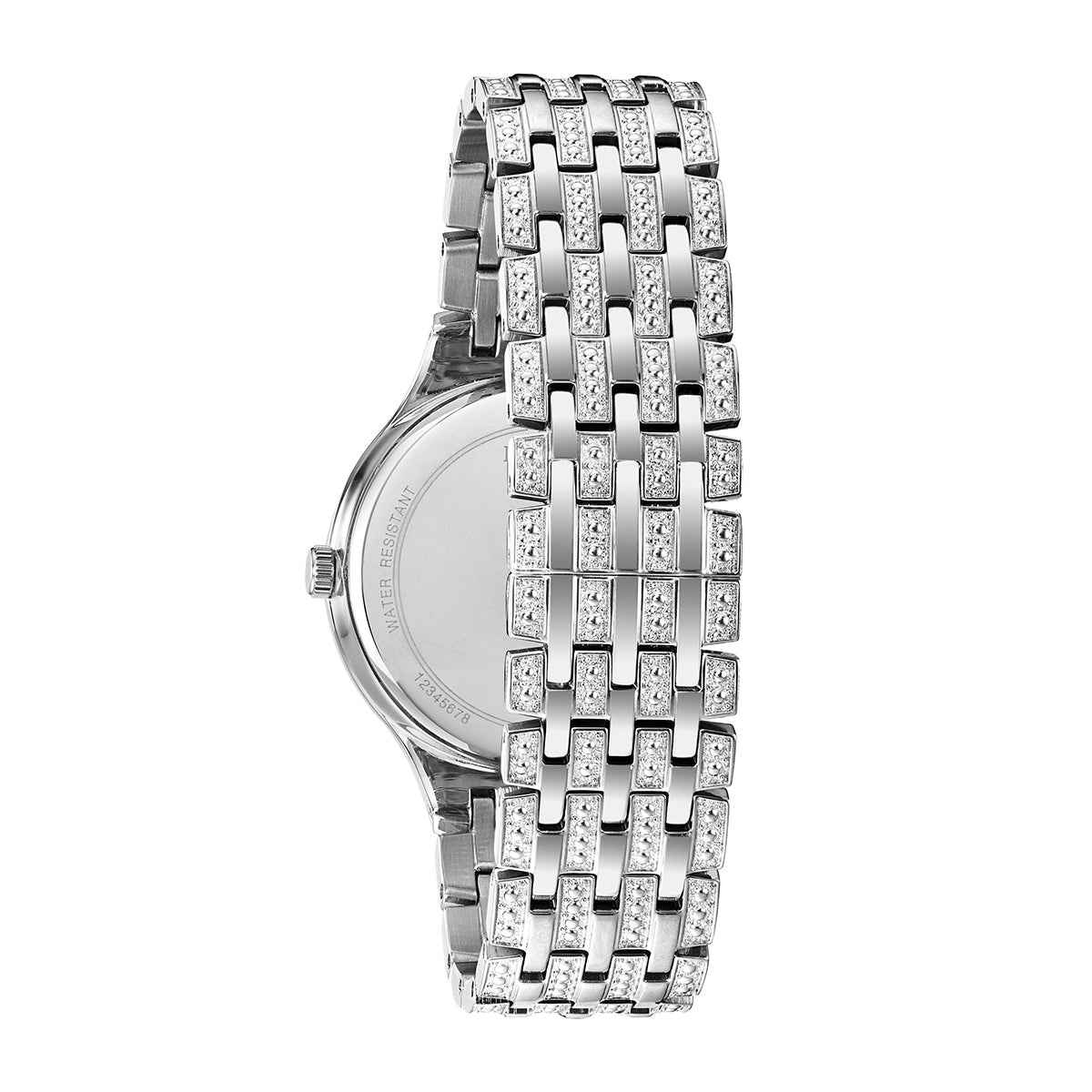 Bulova Men's Phantom Crystal Watch with Pave Black Crystal Dial close-up detail