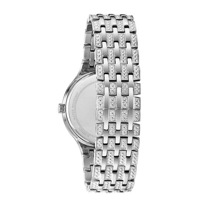Bulova Men's Phantom Crystal Watch with Pave Black Crystal Dial close-up detail