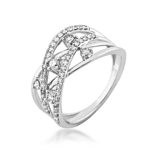 1/2 ct. tw. Round Brilliant Diamond Orbit Fashion Ring in 10K White Gold front view