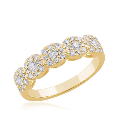 5/8 ct. tw. Round Brilliant 5-Stone Halo Anniversary Ring in 10K Yellow Gold front view