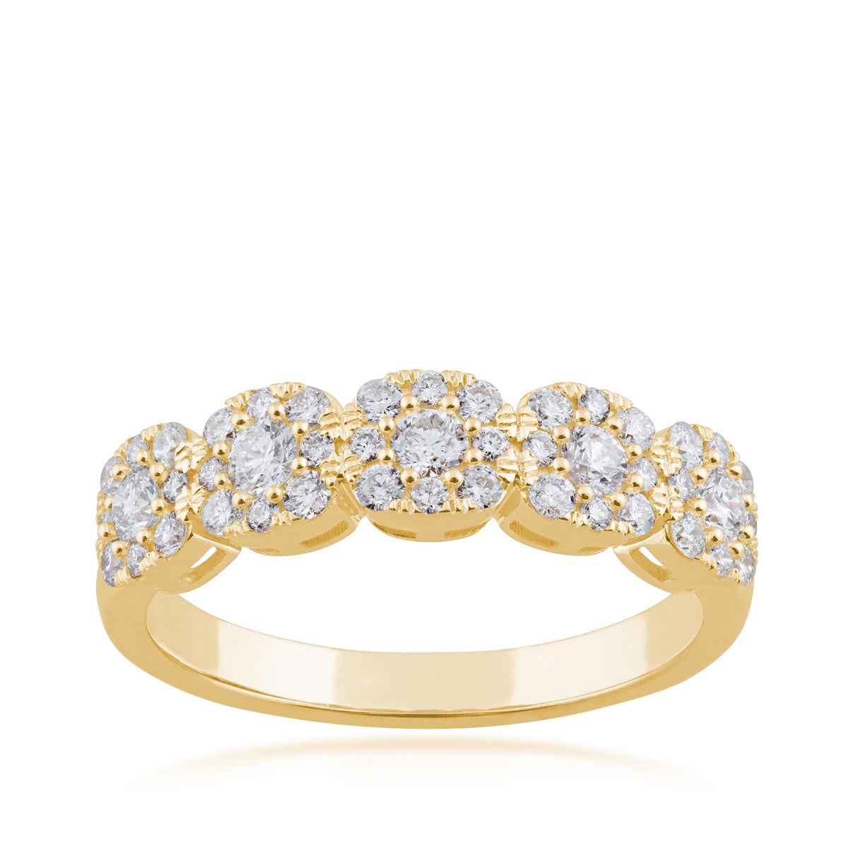 5/8 ct. tw. Round Brilliant 5-Stone Halo Anniversary Ring in 10K Yellow Gold