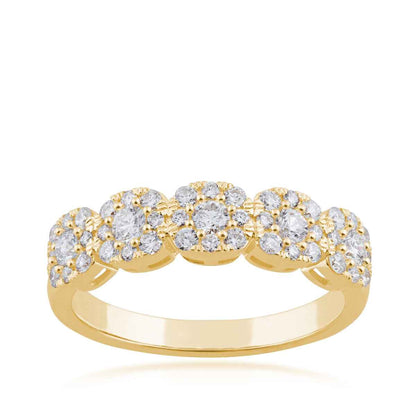 5/8 ct. tw. Round Brilliant 5-Stone Halo Anniversary Ring in 10K Yellow Gold