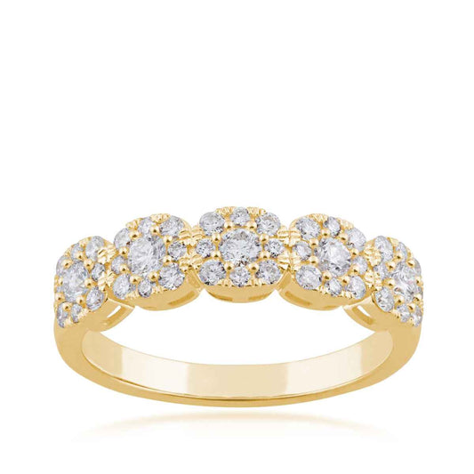 5/8 ct. tw. Round Brilliant 5-Stone Halo Anniversary Ring in 10K Yellow Gold