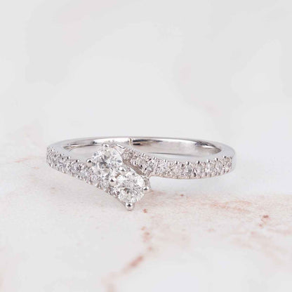 2Beloved 1/2 ct. tw. Diamond 2-Stone Anniversary Ring in 14K White Gold close-up detail