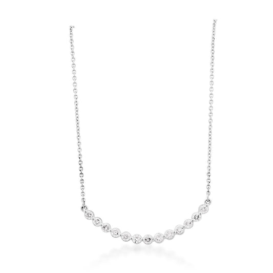 1/2 ct. tw. Diamond Fashion Curved Bar Necklace in 10K White Gold