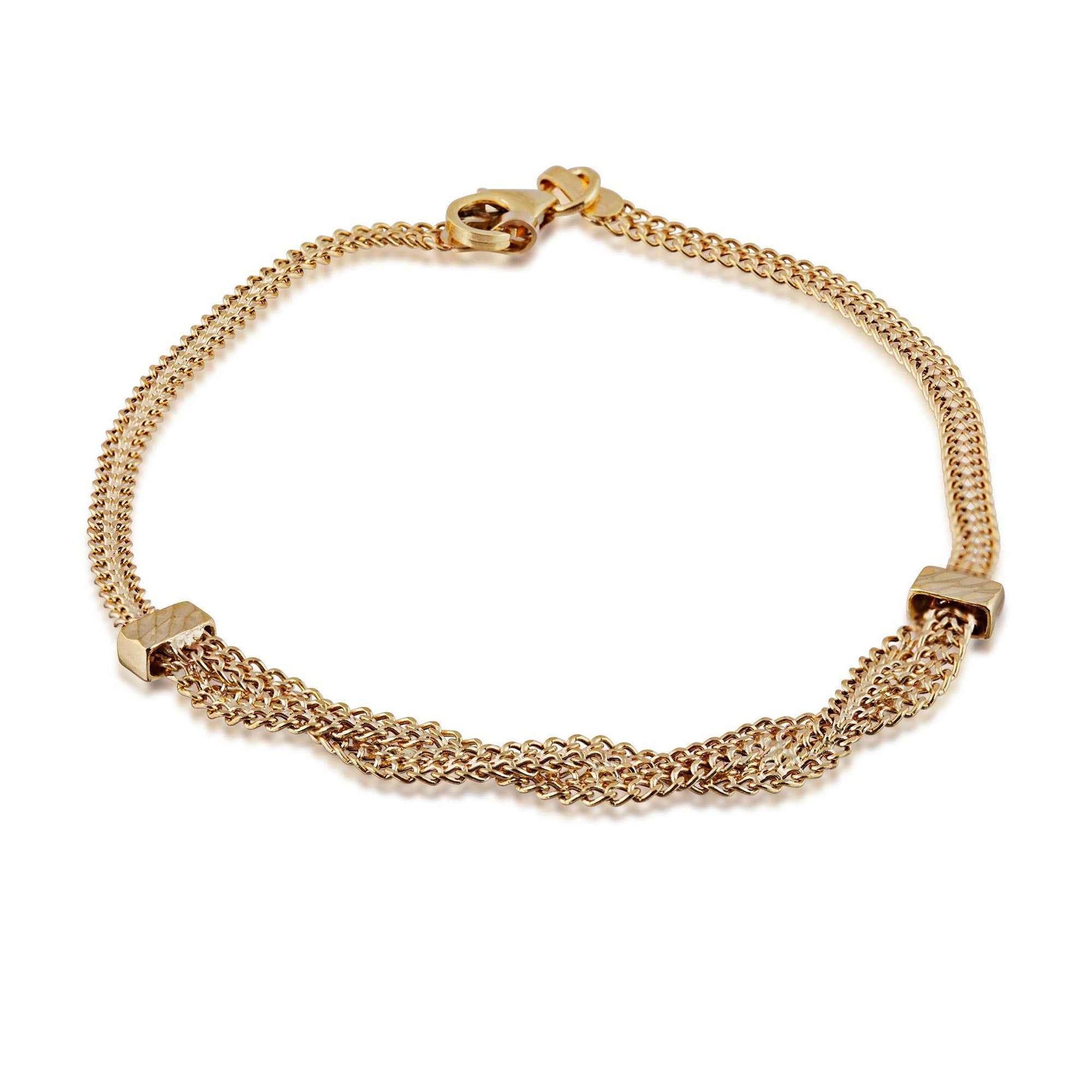 Ladies' Braided Curb 7.5-inch Bracelet in 10K Yellow Gold