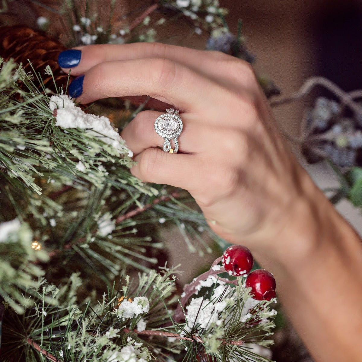 Amaura Collection 1-7/8 ct. tw. Oval Double-Halo Diamond Wedding Set in 14K White Gold side profile