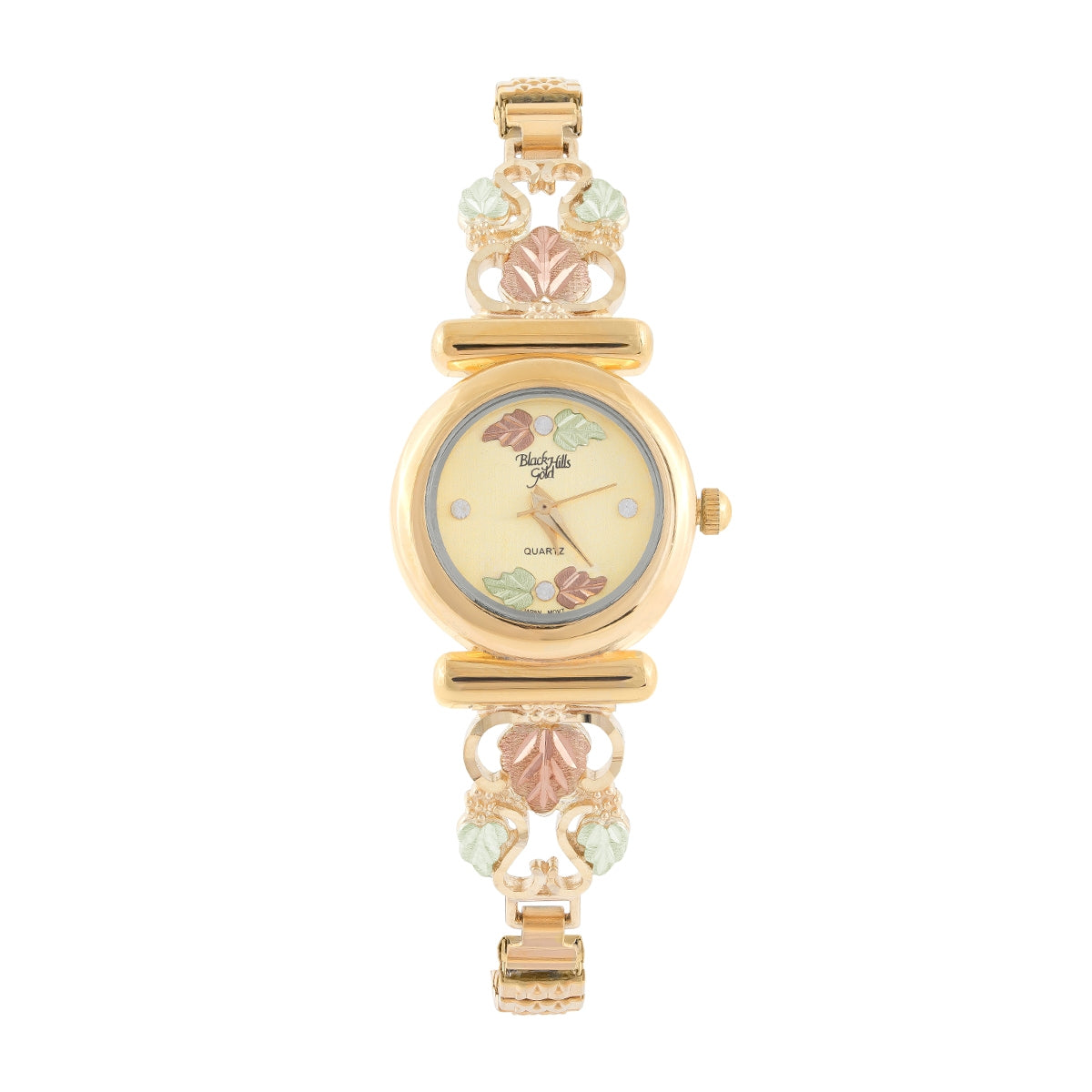 Black Hills Gold Ladies' Quartz Gold-Tone Stainless Steel Watch with Champagne Dial & Gold Grapevine Band