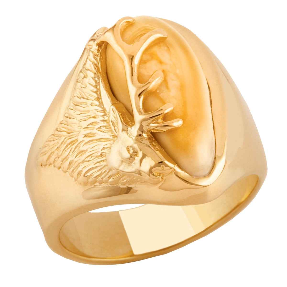 Men's Elk Ivory Ring in 14K Yellow Gold - I41766 Teton