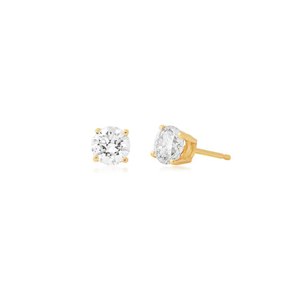 1 ct. tw. Round Brilliant Diamond Solitaire Earrings in 14K Yellow Gold