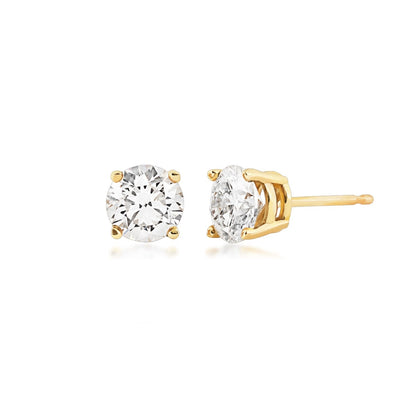 1-1/2 ct. tw. Round Brilliant Diamond Solitaire Earrings in 14K Yellow Gold (2)