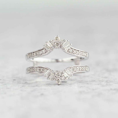 3/8 ct. tw. Round and Baguette Diamond Cluster Insert Ring in 14K White Gold front view